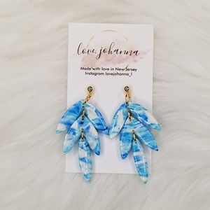 Handcrafted polymer clay marble DESIGN DANGLE EARRINGS on STAINLESS steel post